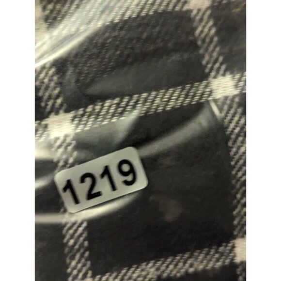 American Eagle Women's S Black White Split Plaid Cropped Button Front Hoodie - Picture 15 of 16